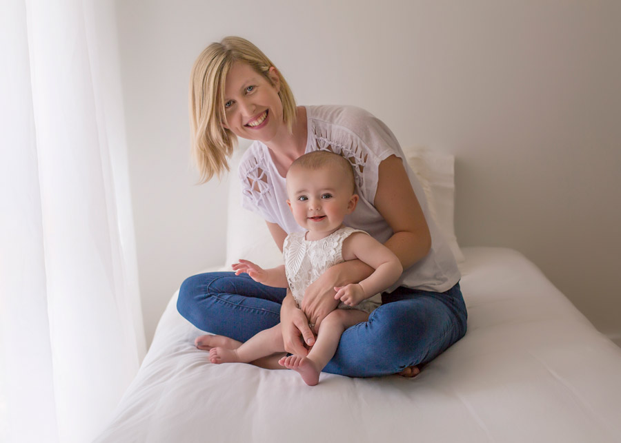 Ella and her mum on bed photo session Perth